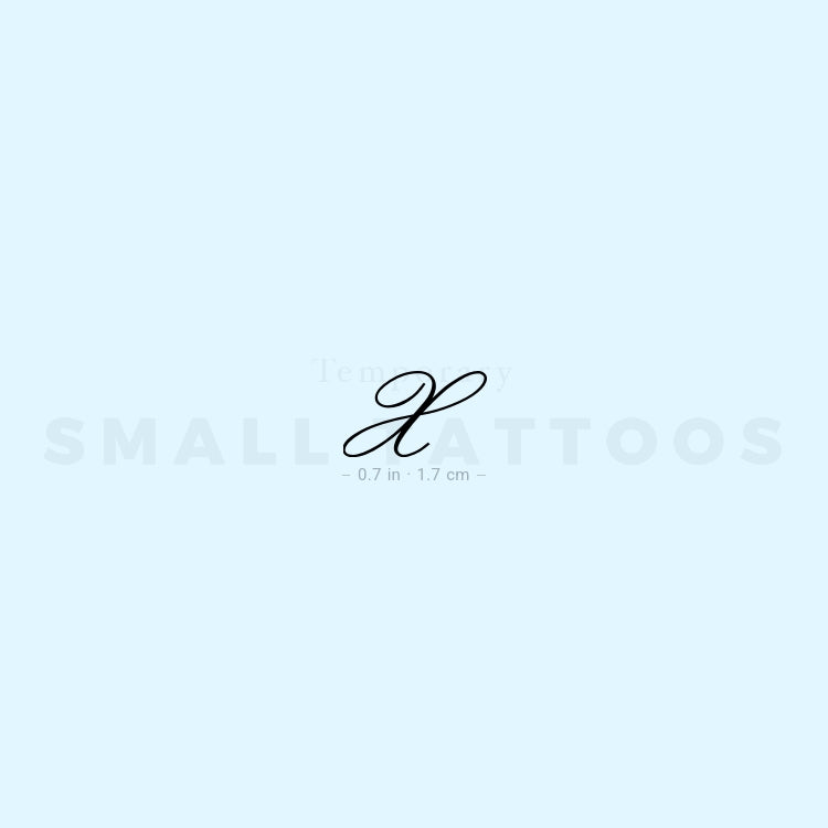 Letter X Script Temporary Tattoo (Set of 3)