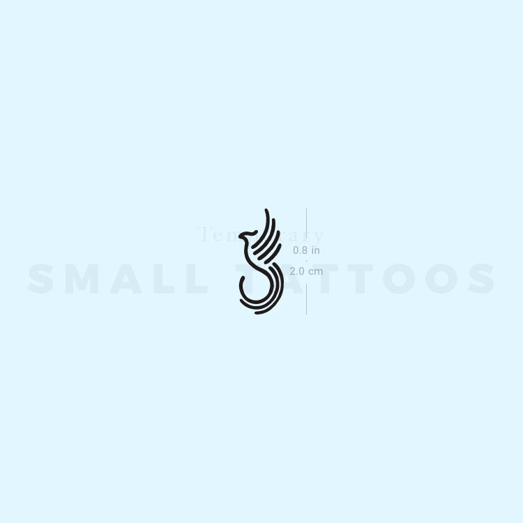Minimalist Phoenix Temporary Tattoo Set Of 3 Small Tattoos