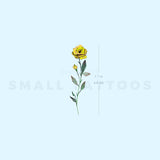 Small Yellow Rose By Lena Fedchenko Temporary Tattoo (Set of 3)