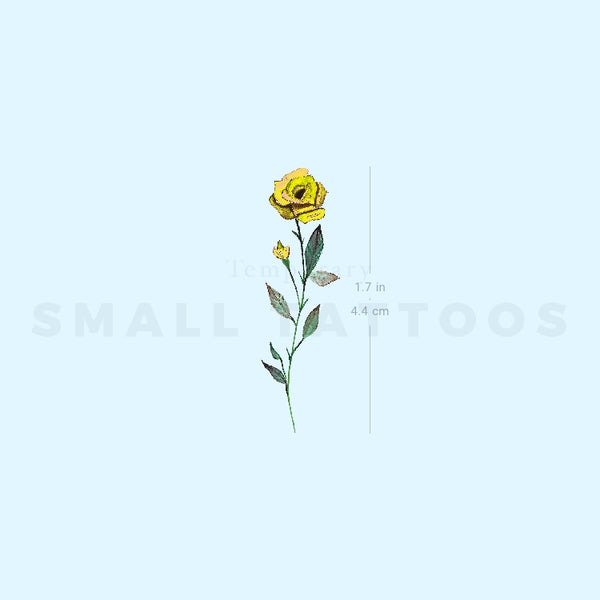 Small Yellow Rose By Lena Fedchenko Temporary Tattoo (Set of 3)