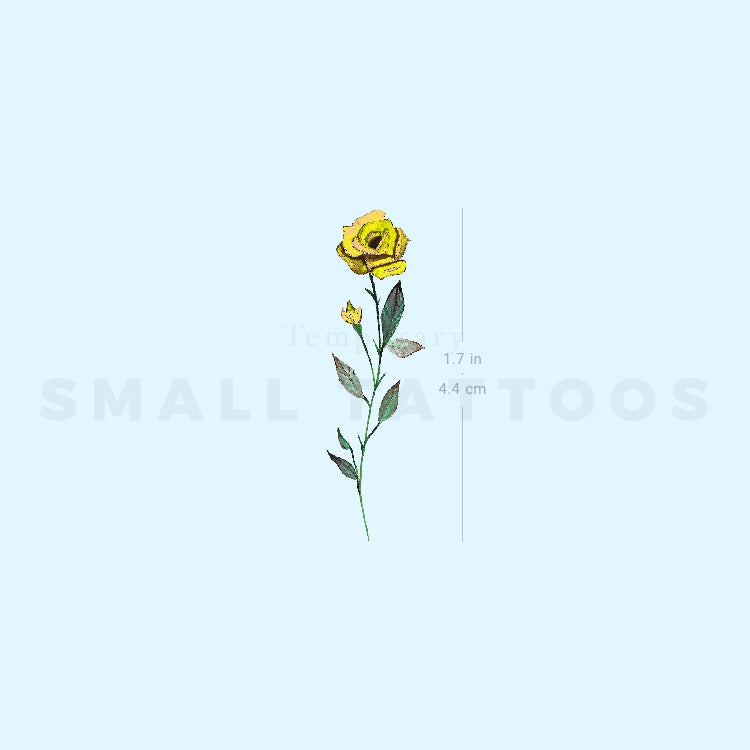 Small Yellow Rose By Lena Fedchenko Temporary Tattoo (Set of 3)