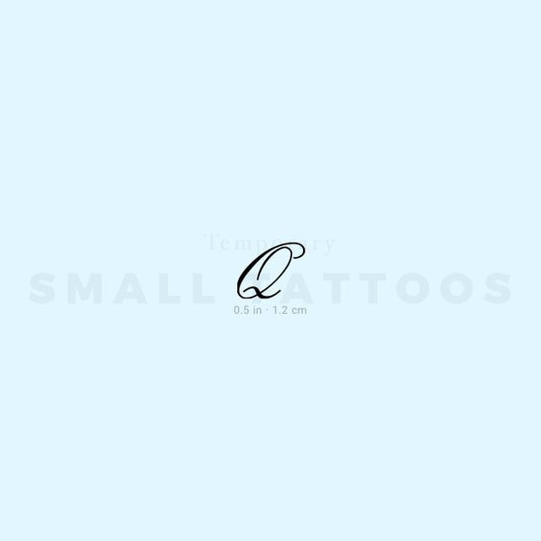 Letter Q Script Temporary Tattoo (Set of 3)