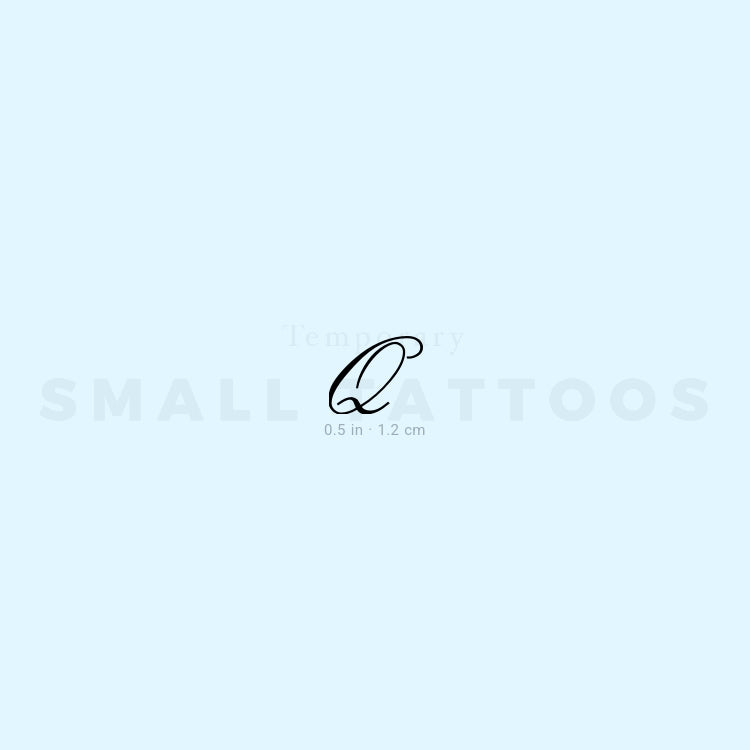 Letter Q Script Temporary Tattoo (Set of 3)