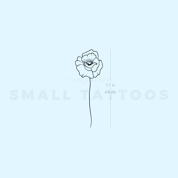 Line Art Poppy Temporary Tattoo (Set of 3)
