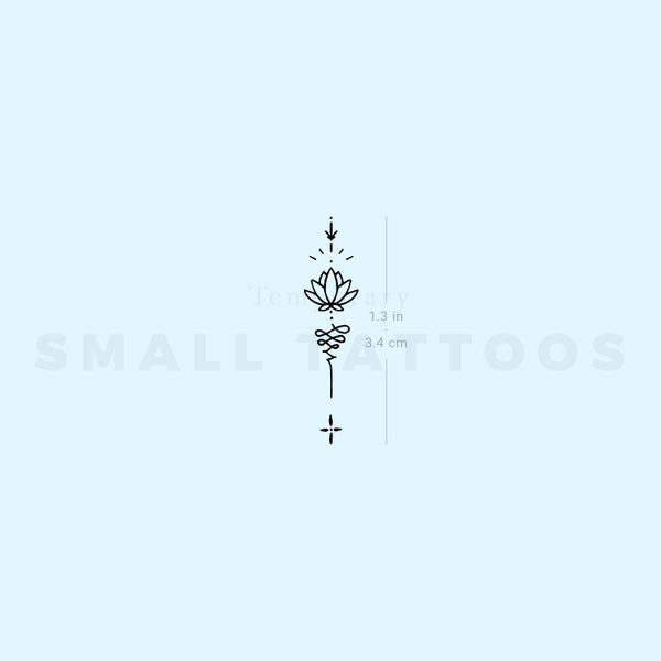 Ornamental Lotus Unalome Temporary Tattoo (Set of 3)