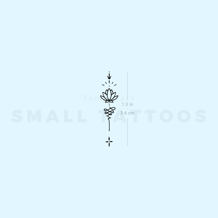 Ornamental Lotus Unalome Temporary Tattoo (Set of 3)