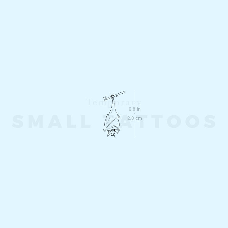 Fine Line Sleeping Bat Temporary Tattoo (Set of 3)