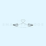 Two Paper Airplane Flying Temporary Tattoo (Set of 3)