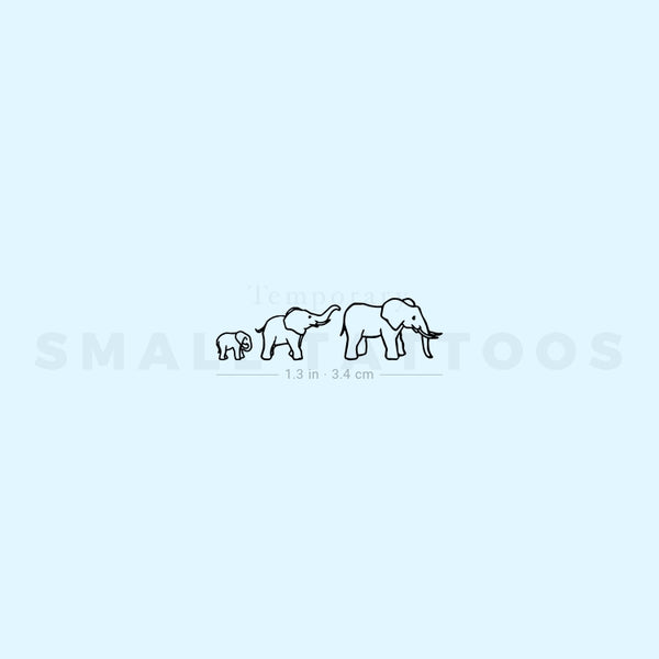 Small Elephant Family Temporary Tattoo (Set of 3)