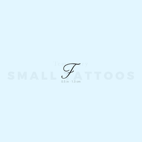 Letter F Script Temporary Tattoo (Set of 3)