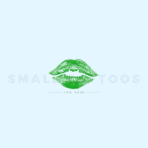 Green Kiss Mark Temporary Tattoo (Set of 3)