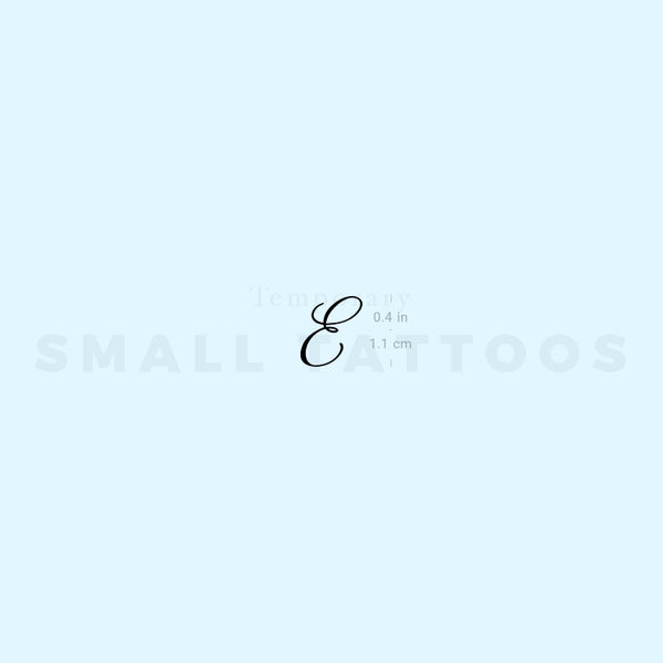 Letter E Script Temporary Tattoo (Set of 3)