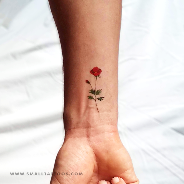 Red Chrysanthemum Temporary Tattoo by Zihee (Set of 3)