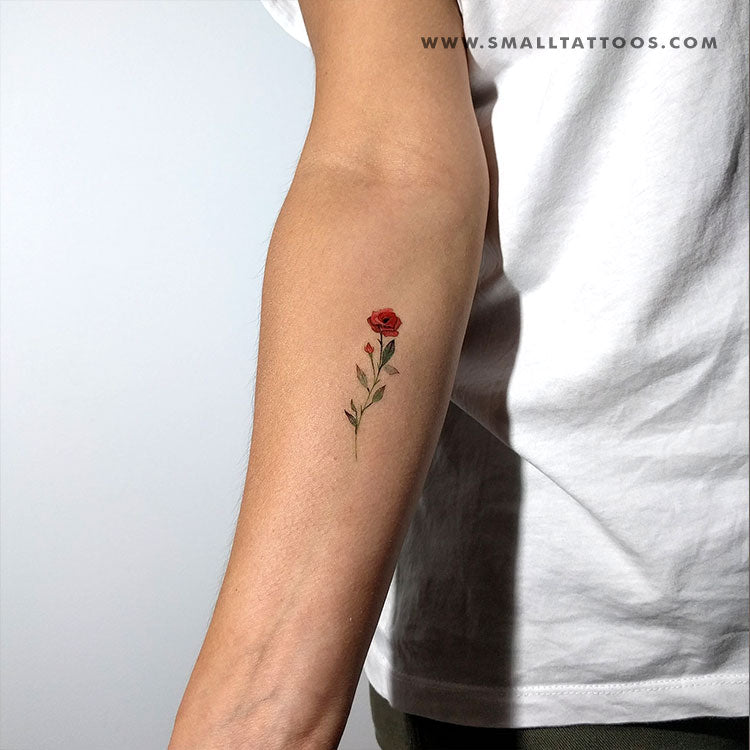 Red Rose Temporary Tattoo By Lena Fedchenko (Set of 3)