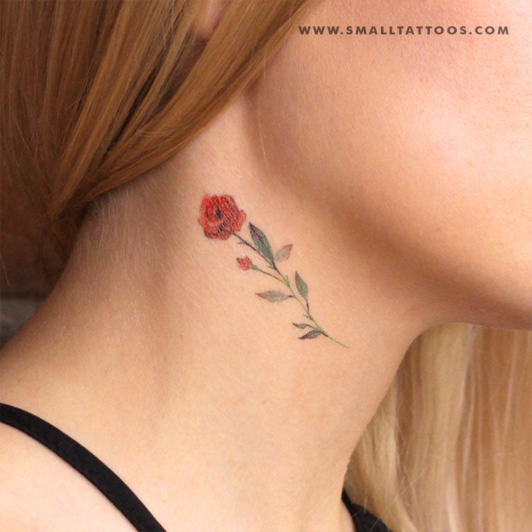 Red Rose Temporary Tattoo By Lena Fedchenko (Set of 3)