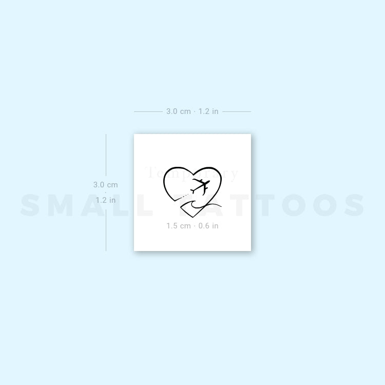 Surf Travel Heart Temporary Tattoo (Set of 3)