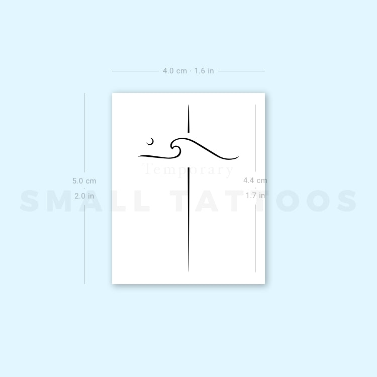 Minimalist Wave Cross Temporary Tattoo (Set of 3)