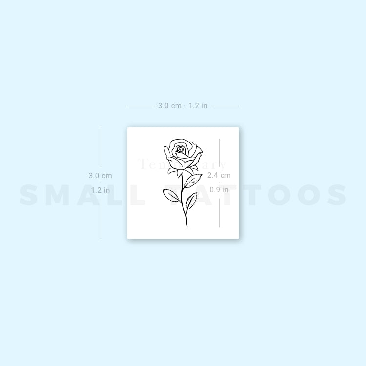 Tatuaje temporal de rosa de línea fina (juego de 3)