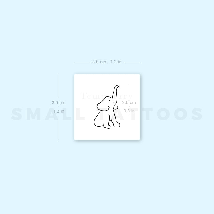 Sitting Elephant Temporary Tattoo (Set of 3)