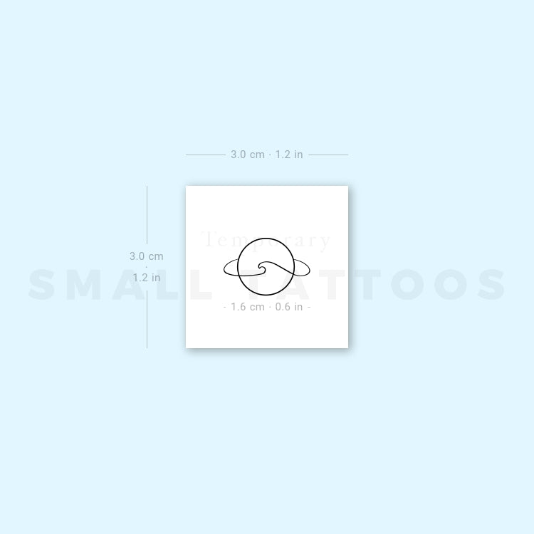 Minimalist Saturn and Wave Temporary Tattoo (Set of 3)
