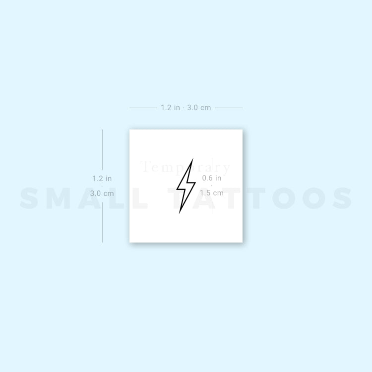 Small Lightning Bolt Outline Temporary Tattoo (Set of 3)