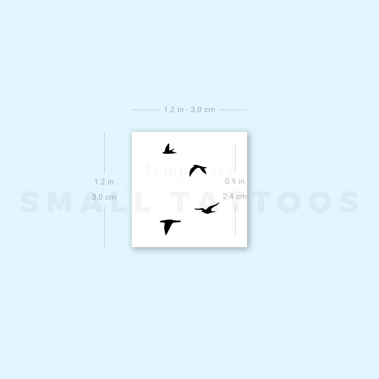 Tatuaje temporal de pájaros pequeños volando (juego de 3)