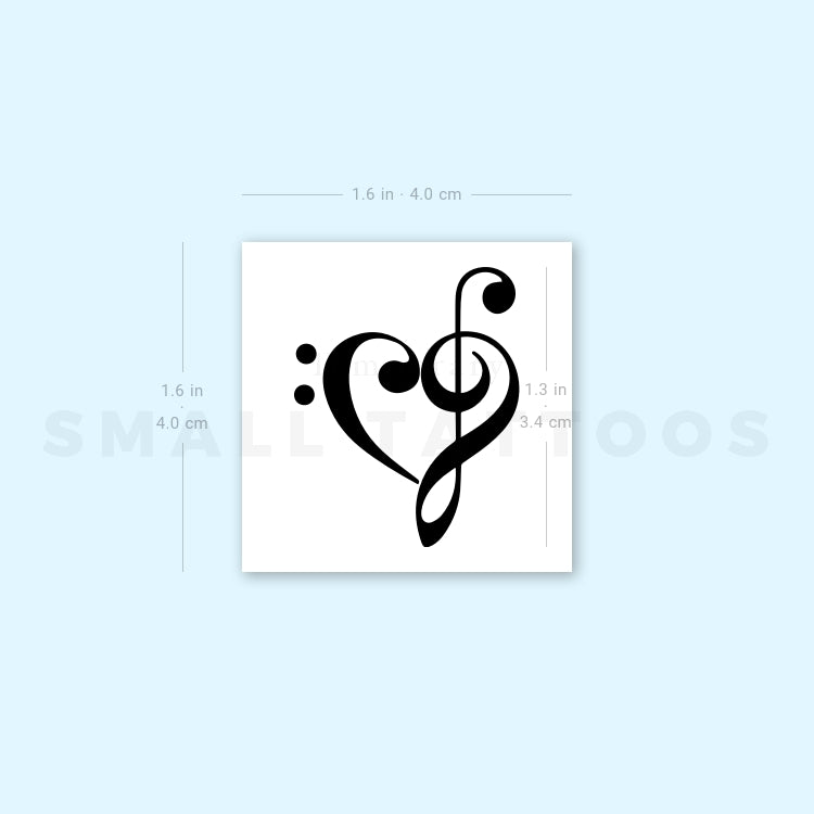 Music Heart Temporary Tattoo (Set of 3)