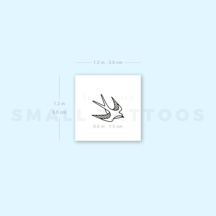 Small Swallow Outline Temporary Tattoo (Set of 3)