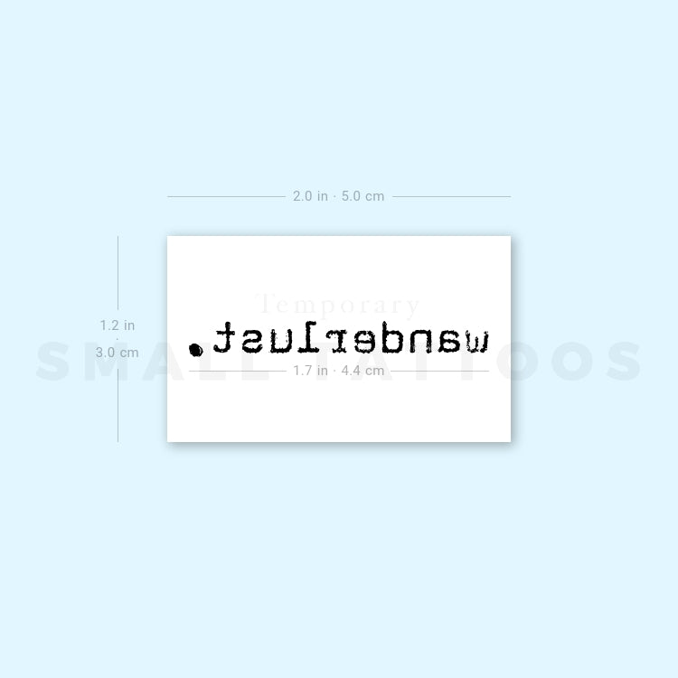 Typewriter Font Style 'Wanderlust' Temporary Tattoo (Set of 3)