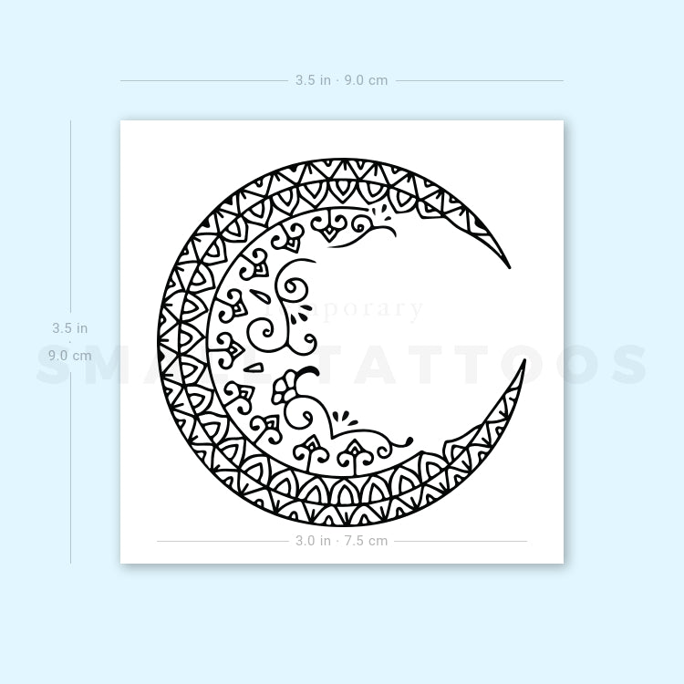 Ornamental Moon Temporary Tattoo (Set of 3)