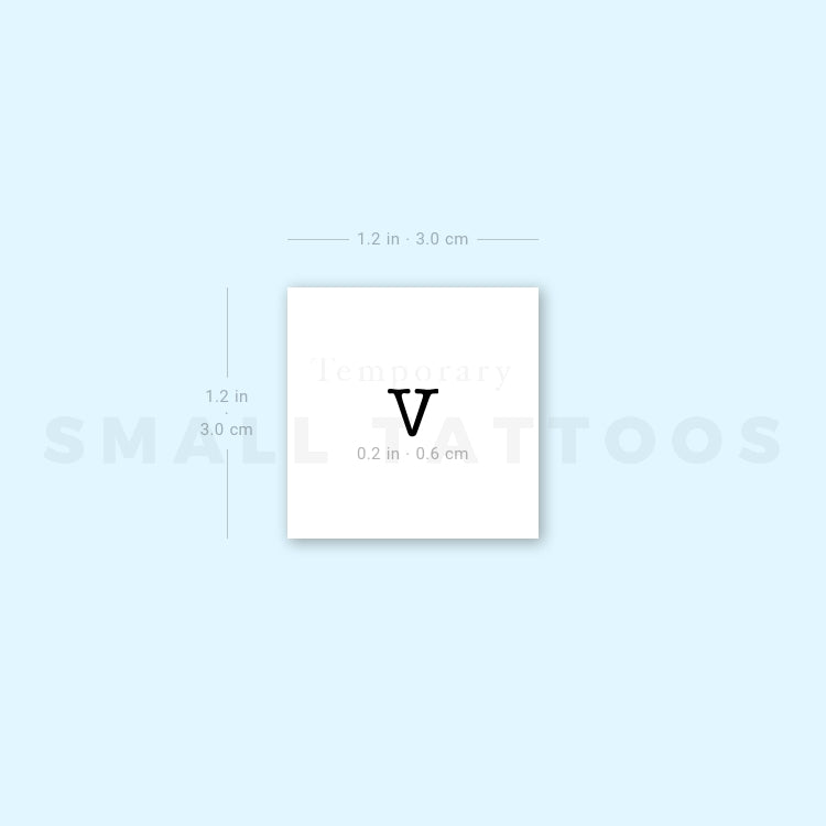 V Uppercase Typewriter Letter Temporary Tattoo (Set of 3)
