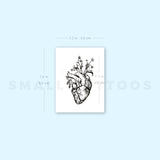 Human Heart And Flowers Temporary Tattoo (Set of 3)