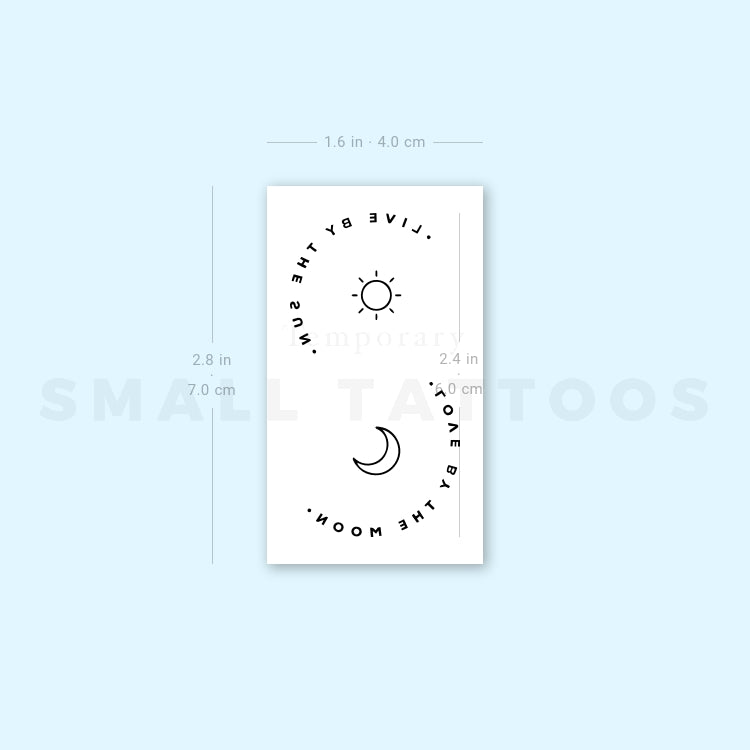 Tatuaje temporal "Vive al sol, ama a la luna" (juego de 3)