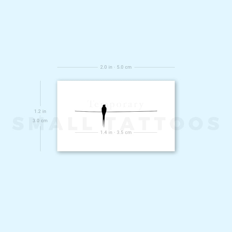 Single Bird On A Wire Temporary Tattoo