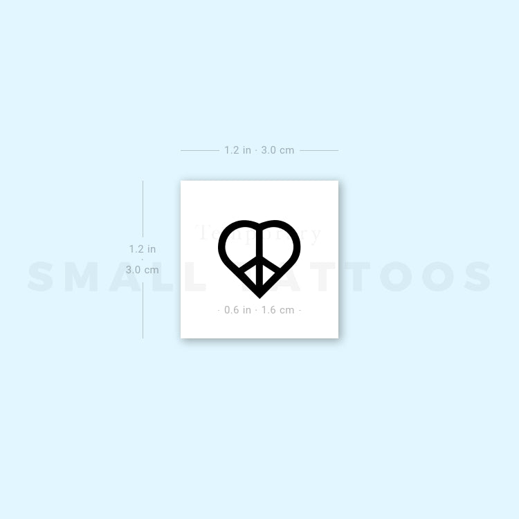 Tatuaje temporal del símbolo de amor y paz (juego de 3)