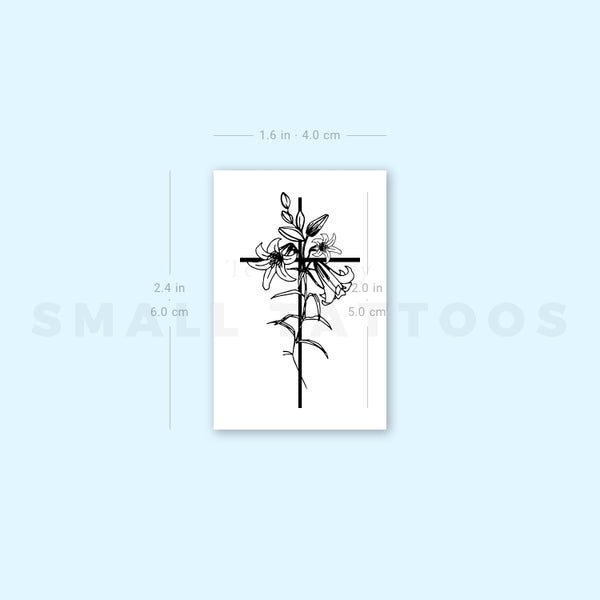 Floral Cross Temporary Tattoo (Set of 3)