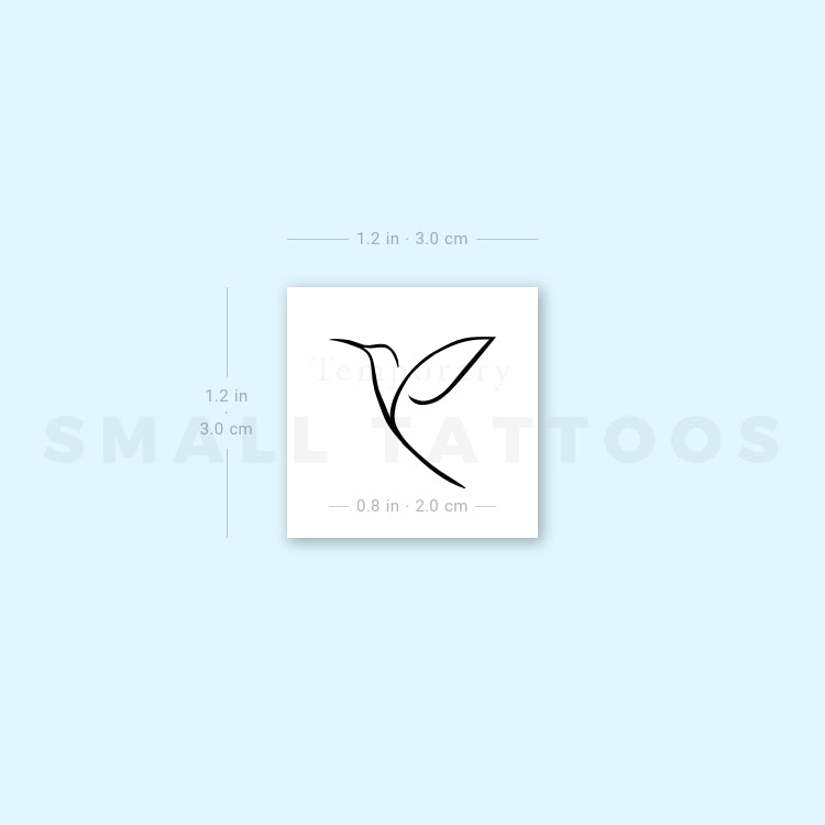 Minimalist Hummingbird (Right) Temporary Tattoo (Set of 3)