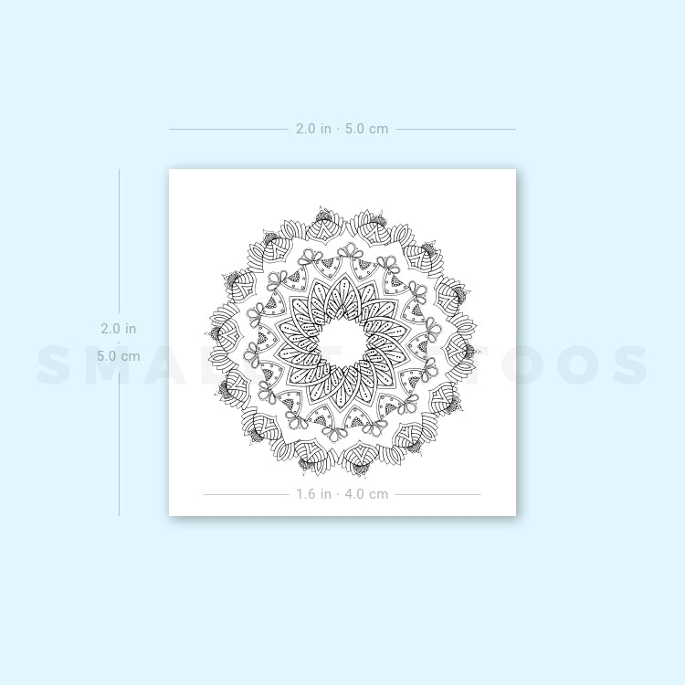 Tatuaje temporal de mandala con flores (juego de 3)
