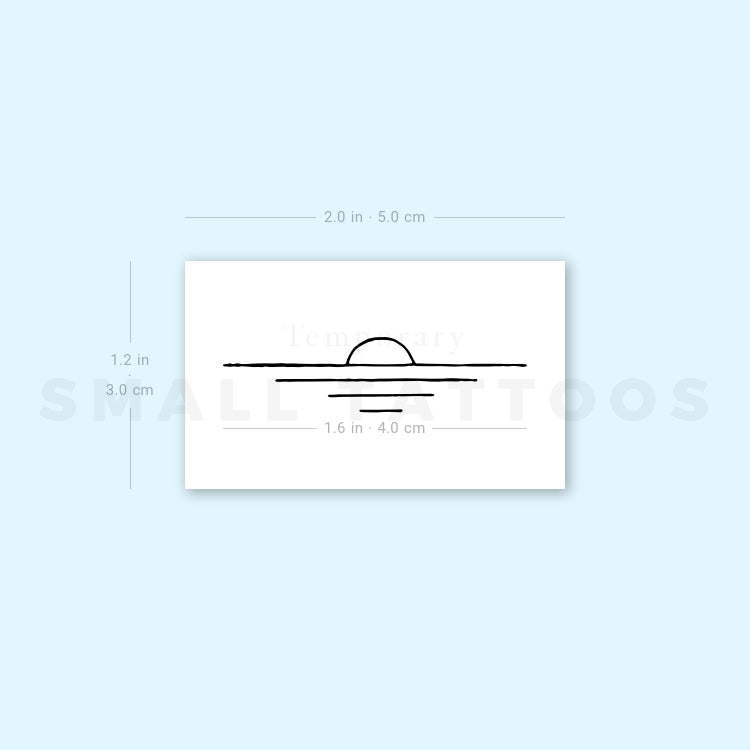 Minimalist Sea Sunset Temporary Tattoo (Set of 3)