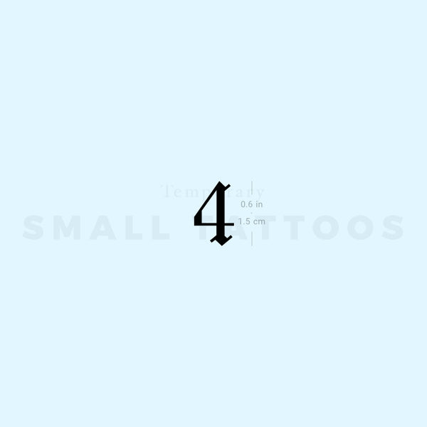Old English Number 4 Temporary Tattoo (Set of 3)