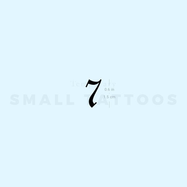 Old English Number 7 Temporary Tattoo (Set of 3)