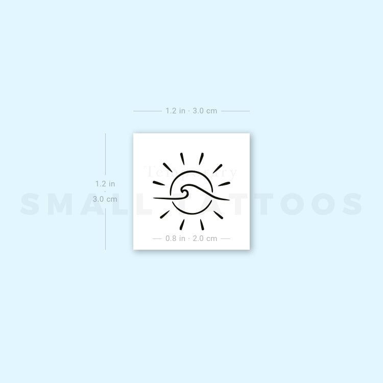 Tatuaje temporal de sol y olas (juego de 3)