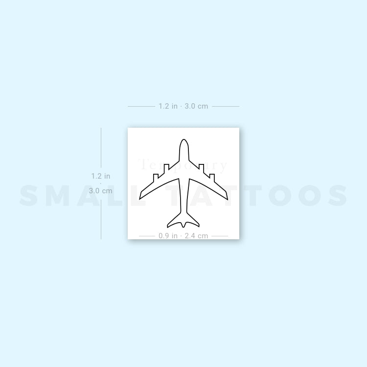 Airplane Outline Temporary Tattoo (Set of 3)