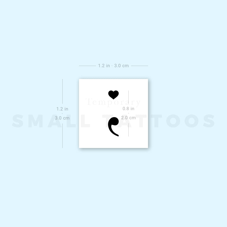 Love Semicolon Temporary Tattoo (Set of 3)