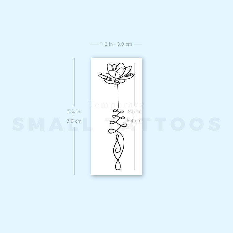 Continuous Line Unalome Lotus Temporary Tattoo (Set of 3)