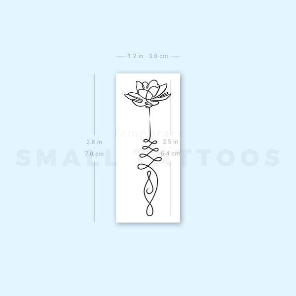 Continuous Line Unalome Lotus Temporary Tattoo (Set of 3)