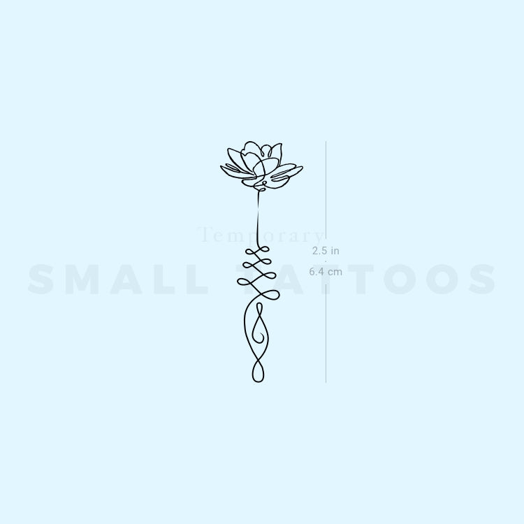 Continuous Line Unalome Lotus Temporary Tattoo (Set of 3)