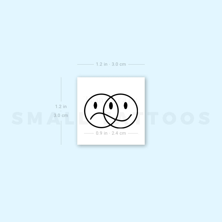 Happy And Sad Face Temporary Tattoo (Set of 3)