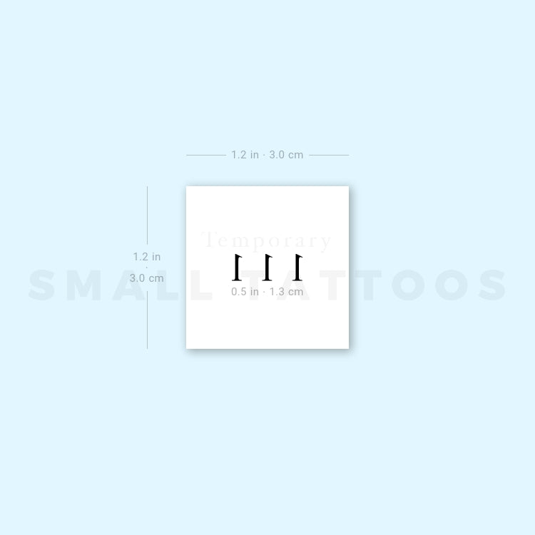 Small 111 Angel Number Temporary Tattoo (Set of 3)