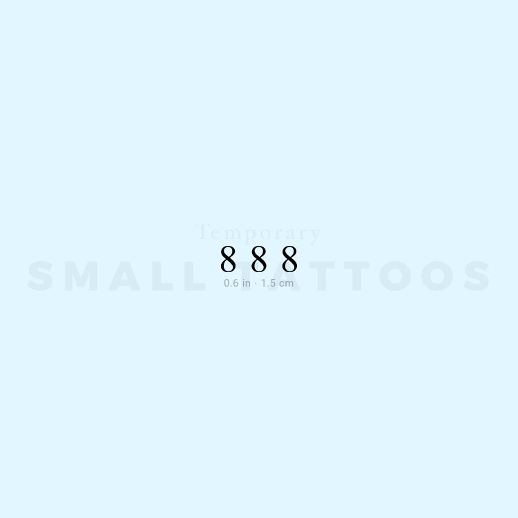 Small 888 Angel Number Temporary Tattoo (Set of 3)
